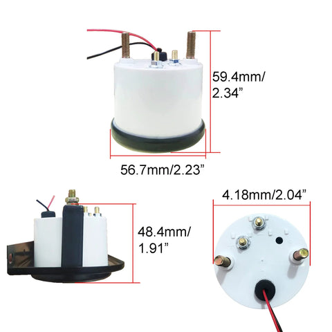 Front view of a 3-in-1 52mm automotive gauge kit with black console; voltmeter, water temp, oil pressure for 12V cars.
