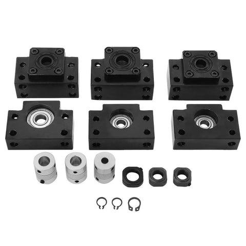 All-In-One Pro-Grade Linear Guide Rail Kit SBR20 300/600/1000 Mm With RM1605 350/650/1050 Mm C7 Ballscrews BK BF12 Supports Couplings Optical Axis Shaft For CNC Milling Grinding And 3D Printing Systems, black bearing blocks and couplings