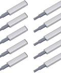 10 Pack Magnetic Push Latches For Cabinets And Drawers, Push To Open Touch Latch Hardware, sleek silver finish, no tools needed