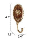 Super Clean Set Of Three Straight Up Vintage Wall Hooks With French Garden Floral Details And Classic Scalloped Metallic Hardware For Entryway Organizing And Cozy Bedroom Vibes, 4.7" tall decorative hook.