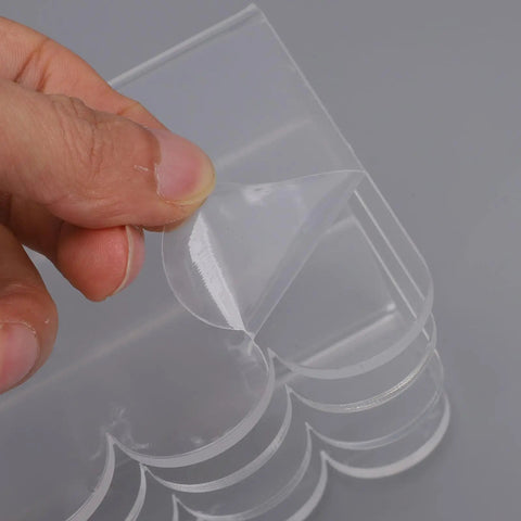Acrylic Mail Sorter 3 Slot Desktop Letter Holder Clear Document Tray with wavy edges shown with protective film being removed