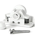 Durable Nylon Door Retainer Catch Clips For Caravans And Motorhomes, white clip, spring mechanism, easy install, quiet usage.