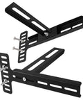 Ultra Tough Headboard Brackets For Metal Bed Frame Universal Adjustable Wall Mount Kit With Footboard Extension Solid Steel Black Finish side view with adjustable mounts.