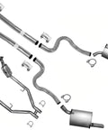 Ford Mustang Exhaust System Extension Pipes Dual Muffler Replacement Parts For 4.6L V8 2005 To 2009 including H-pipe and clamps.