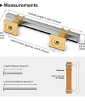 Diagram showing measurements of 12 Pack Two Tone Cabinet Pulls With 3 Inch Hole Centers Brushed Nickel And Gold Zinc Alloy Square Tube Handles