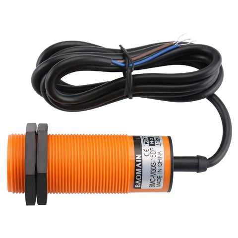 Capacitive Proximity Sensor, M30 Cylindrical Plastic Housing, Sn 15 mm, 3-Wire PNP Output, DC Input, NO Contacts, 2 m Cable