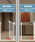 Walk Through Adjustable Baby Gate 24 To 29 Inches Wide 30 Inches Tall Automatic Close Pressure Mount Gate in auto and stay open modes