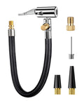 Real Deal Locking Tire Chuck With Rubber Hose Fine Thread Standard Valve Inflator Pump Hose Adapter Twist Lock Conversion Solid ABS Air Chuck Fits Car Bike Motorcycle Garage DIY Auto Repair Work Quick Setup Hands Free No Sweat black hose and valve adapters