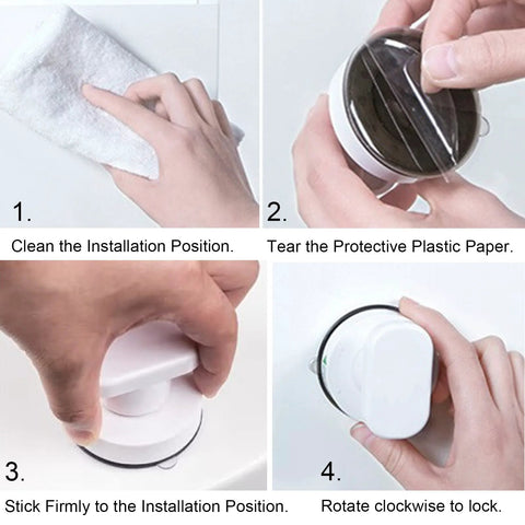 Installation steps for Two Pack Strong Suction Cup Handles For Glass Mirror Tile And Drawer Doors With Up To 7.5 Kilogram Load Capacity