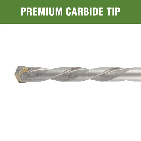Masonry drill bit, 1/2 in x 8 in, carbide-tipped, 3-flat shank, side view
