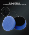 Top Shelf Blue High Cut Foam Buffing Pads To Sweep Nasty Swirls Away From Your Ride Fits Any Random Orbital Polisher with hook and loop design.