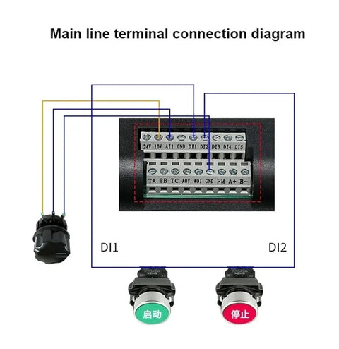 Adjustable Speed Drive VFD For 1PH Or 3PH Input And 3PH Output 220V 380V Two Point Two Kilowatt Dope Power Controller For Industrial Motors Easy Install Wide Applications Long Lasting Reliability wiring diagram with start and stop push buttons
