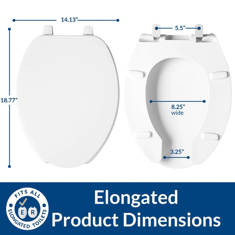 Open Front Plastic Elongated Toilet Seat For Commercial Restrooms With Heavy Duty Industrial Grade And Lid dimensions