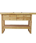 Sixty Inch Heavy Duty Wooden Workbench Featuring Four Deep Drawers For Garage Workshop And Home Use Paired With A Hella Tough Pack Of Four 12 Inch Bar Clamps Drop Forged Steel Welding Table Ready - front view displaying drawers