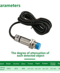Capacitive Proximity Sensor Switch M18 3 Wire NPN Normally Open DC 10 to 30V 300mA Detecting Distance 10mm No-Drill Tank Monitoring Through Plastic or Glass Containers, black cable and metal threaded body