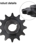 Heavy Duty 12 Tooth Steel Sprocket With 5/8 Bore For #40 #41 #420 Roller Chains On Motorcycles And Go Karts, close-up detail.