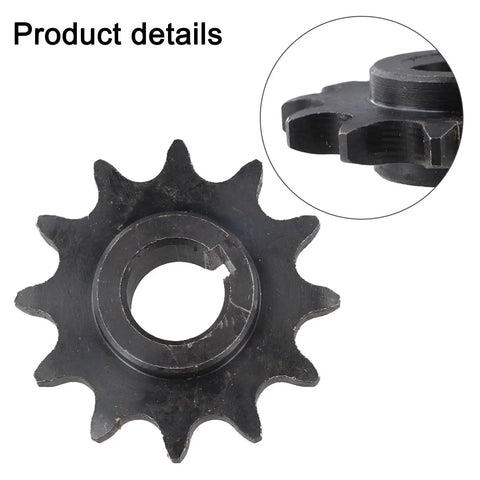 Heavy Duty 12 Tooth Steel Sprocket With 5/8 Bore For #40 #41 #420 Roller Chains On Motorcycles And Go Karts, close-up detail.