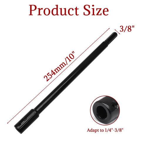 10 Inch Hole Saw Extension Chuck With Three Eighth Inch Hex Shank Locking For Impact Ready Heavy Duty Drill Bit showing dimensions