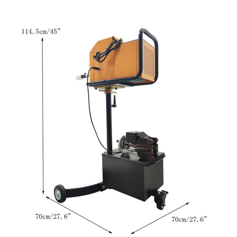 Pro Grade Brake Disc And Drum Lathe For Quick On Vehicle Repairs, Handles Up To 450mm Discs, side view with dimensions