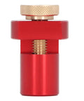 19mm Table Stop For Woodworking Aluminum Alloy With Thumb Screw Lock CNC Processed Non Slip Workbench Limiting Block For Planing Sanding And Marking Red, close-up.