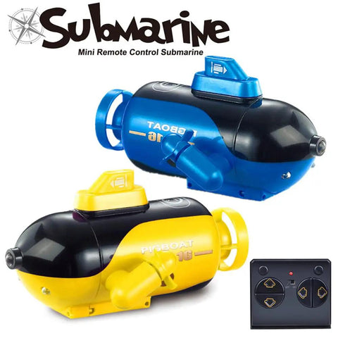 Mini RC Submarine Toy With 4 Channel Remote Control For Forward Dive Backward Surfacing Left Turn Right Turn Yellow Durable Plastic Water Activated Submarine For Poolside Play And Tub Fun, yellow and blue models with remote