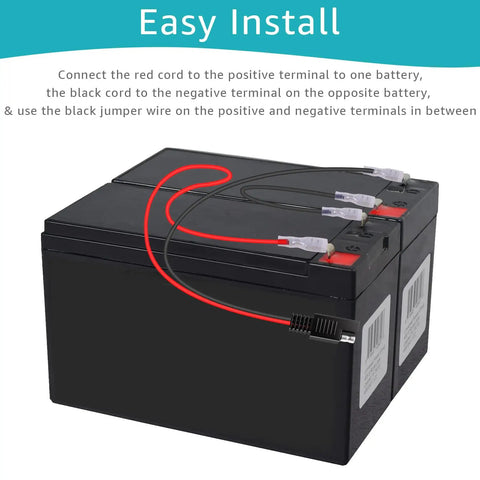 24V Battery Harness Kit With 2Pin SAE Connector For Electric Bikes showing easy installation with two 12V batteries connected