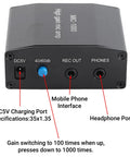 Back view of All In One Studio Mic Preamplifier And Power Amplifier with ports, compact aluminum design, focus keyword