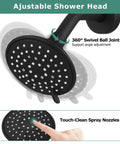 Shower Faucet With Valve Single Handle Trim Kit And 5 Spray Modes Shower Head Wall Mounted System with touch-clean spray holes