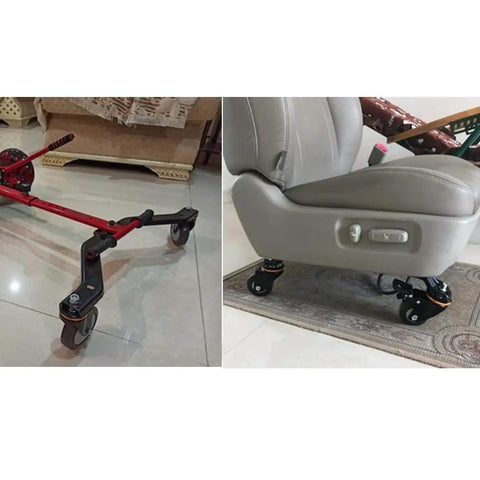 Big Heavy Duty Rubber Castor Wheels Four Pack Swivel Casters With Brake M12 Thread Rod Four Inch installed on furniture.