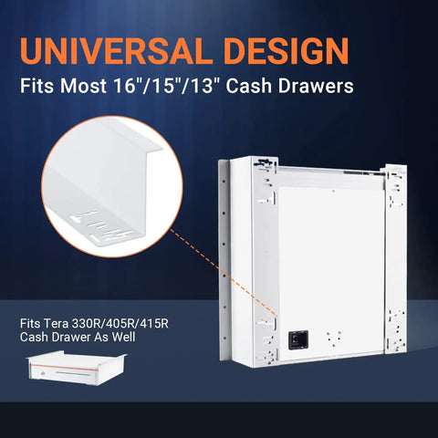 Universal Under Counter Cash Drawer Mounting Bracket Kit For 13 To 16 Inch Drawers Heavy Duty Metal Mount Side View