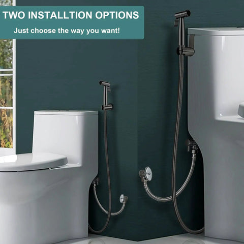 Handheld Bidet Sprayer For Toilet With Premium Stainless Steel Kit Anti Leaking Hose And Water Pressure Control wall mount