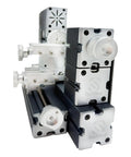 60W High Power Mini Metal Lathe Machine 12000 RPM 4 Axis Desktop Turning Tool components stacked for woodworking and metalworking use.