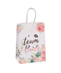 Team Bride Gift Bags With Handles Set Of 20 For Bridesmaids, Durable Paper Bags For Wedding Gift Wrapping, Floral Design
