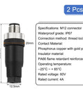 Two Pack 8 Pin M12 Male Aviation Connector Wire Plugs A Coding 12mm Circular Sensor Connector Waterproof IP67 dimensions and specs
