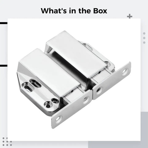 Push To Open Magnetic Door Latch For Glass Cabinets And Double Doors, zinc alloy with chrome finish, strong dual magnets