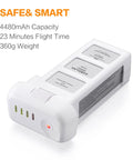 Phantom 3 Replacement Intelligent Flight Battery Two Pack 15.2V 4480mAh 68Wh Extended Power battery showing specifications