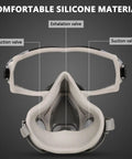 Front view of 2 In 1 Half Face Respirator With Replaceable Filters for Painting, Welding and Woodworking, showcasing silicone material.