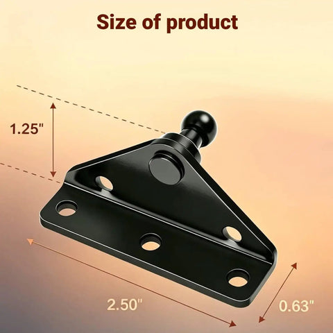 Universal 10mm Ball Stud Strut Mounting Bracket Kit dimensions showing bracket size for heavy-duty gas strut shock mounts.