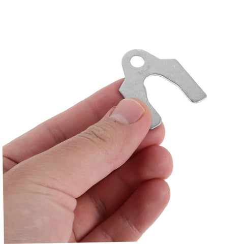 Hand holding a steel shim from 144 Piece Auto Body Shims Kit For Car Body Panels And Sheet Metal, Durable Precision Steel Alignment Sticks With Universal Compatibility For Shops And Pros, Fast Panel Alignment And Leveling For Quick Repairs.