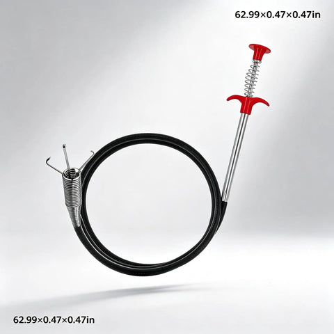Heavy Duty Flexible Drain Clog Buster With 63 Inch Spring Steel Plumbing Snake, four prong claw, and sturdy handle for removing hair.