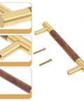 Brass Cabinet Pulls With Solid Black Walnut Wood Backings 195mm Length 160mm Center To Center Holes Vintage Style Drawer Handles