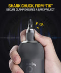 Hand gripping Beast Cordless Screwdriver Kit With 14 Bits, Digital Screen, featuring secure shark chuck for safe DIY projects