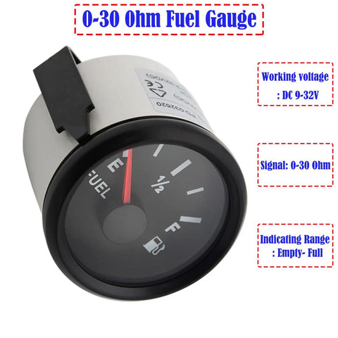 0 To 30 Ohm Fuel Gauge 2 Inch Fuel Level Gauge For Auto Car Truck Boat Motorcycle Yacht 9 To 32V Waterproof IP67