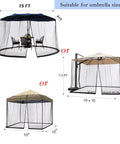 Mosquito Net For Patio Umbrella 15Ft Black, Double Sided Canopy Netting For 10x10 Ft Gazebo, made of tear-resistant polyester mesh