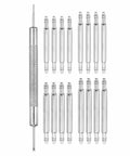 16 Piece Stainless Steel Watch Spring Bar Replacement Kit With Removal Tool, showing 12 14 16 mm silver tone pins.