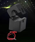 Straight Up Heavy Duty Split Core Current Transformer PZCT-02 100A Energy Meter Clamp Sensor with red and black wires, compact design.