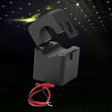 Straight Up Heavy Duty Split Core Current Transformer PZCT-02 100A Energy Meter Clamp Sensor with red and black wires, compact design.
