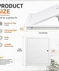 Heavy Duty Locking Aluminum Access Panel For Drywall Ceilings And Interior Walls Featuring Bulletproof Key Guard, showing dimensions and materials.