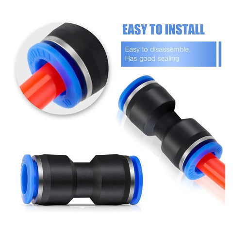 Premium 100 Piece Quick Push Connect Air Hose Fitting Set With 4 6 8 10 12mm Multi Size Pneumatic Tube Nylon Air Line Connector Kit Perfect For Garage Repairs And Everyday DIY Projects black nylon push-fit air hose connector with 10mm tube