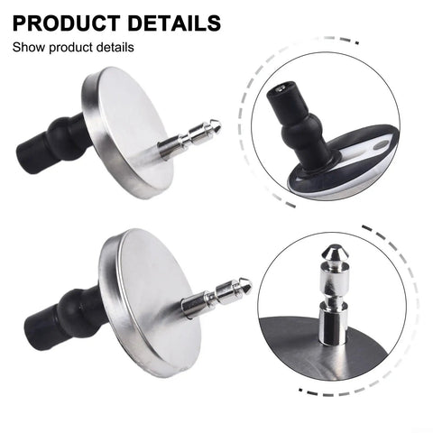Close-up of stainless steel 2 Pack Toilet Seat Hinges Top Fix Kit With Quick Release Screws showing design and components